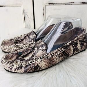Impo Dario Gray & Black Leather Faux Snakeskin Comfort Shoes Loafers Womens 8.5M